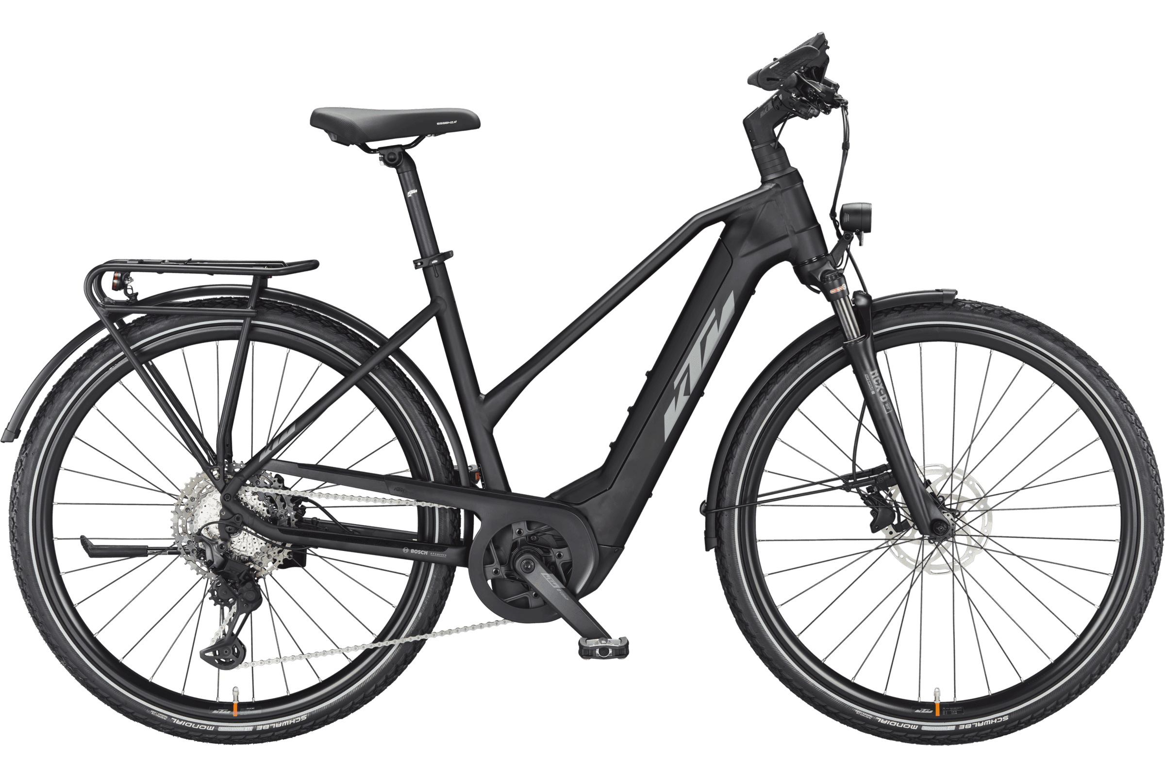 KTM Power Sport 11 Plus (2023), Black Matt, Seitenansicht freigestellt, Trapezrahmen (TR) – 2400x1600 px, PNG mit Alphakanal; Foto zeigt Größe D 51, Rahmenform/Farbe wie Artikel 71780 (TR 46)